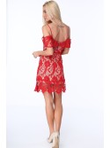 Red lace cocktail dress ZZ313 - Online store - Boutique